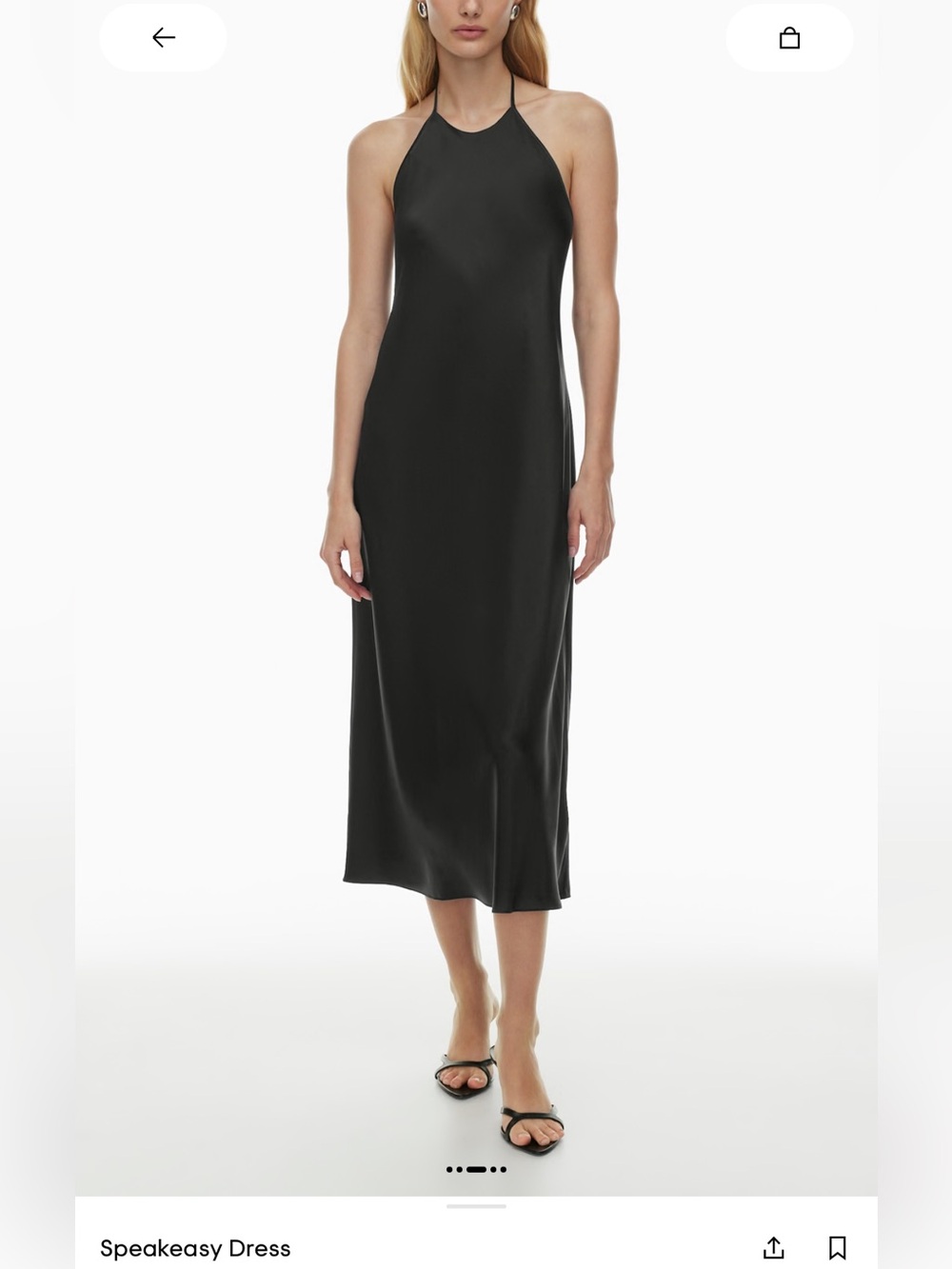 Aritzia Ten Black Silk Midi Halter Tie Lo Back Dress